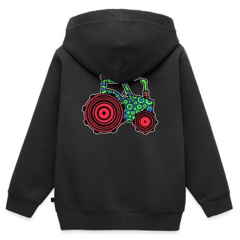 Traktor Herz Nutzfahrzeug Landleben Landwirt Feld - Kinder Premium Organic Zip Hoodie - Schwarz - Hinten - AI Model Kid Male (0cm)