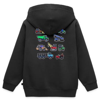Tracteur Agricole biologique Machines agricoles Ferme de véhicules - Sweat Premium à capuche zippé enfant bio - noir - Dos - AI Model Kid Male (0cm)