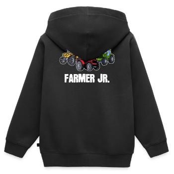 Déclaration de tracteur Jeune agriculteur Machines agricoles Agriculture agricole - Sweat Premium à capuche zippé enfant bio - noir - Dos - AI Model Kid Male (0cm)