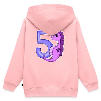 5th Birthday Motif Seahorse - Five Years Old - Kids Premium Organic Zip-up Hoodie - rose - Back - AI Model Kid Female (0cm)