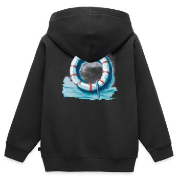 Bouée de sauvetage - Sweat Premium à capuche zippé enfant bio - noir - Dos - AI Model Kid Male (0cm)