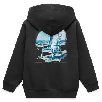 Liegestuhl am Strand - Kinder Premium Organic Zip Hoodie - Schwarz - Hinten - AI Model Kid Male (0cm)