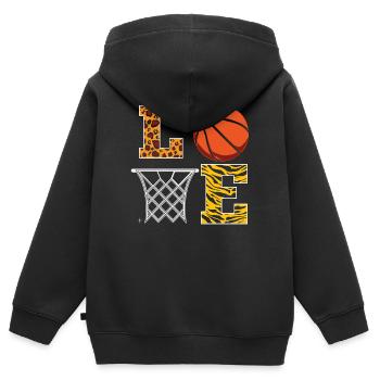 basketball, basketball, basketball fan - Kinder Premium Organic Zip Hoodie - Schwarz - Hinten - AI Model Kid Male (0cm)