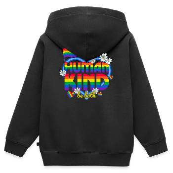 LGBT, schwul, lesbisch, stolz - Kinder Premium Organic Zip Hoodie - Schwarz - Hinten - AI Model Kid Male (0cm)