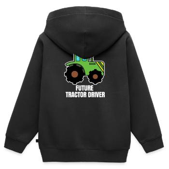 Déclaration sur les machines agricoles pour véhicules Constructeur de tracteurs - Sweat Premium à capuche zippé enfant bio - noir - Dos - AI Model Kid Male (0cm)