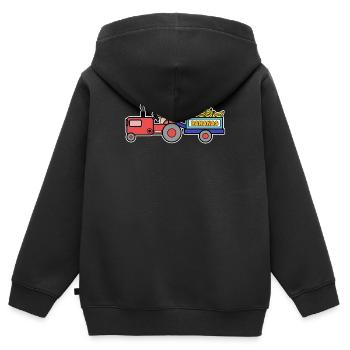 Agriculture Dicton Agriculteur Tracteur Machines agricoles - Sweat Premium à capuche zippé enfant bio - noir - Dos - AI Model Kid Male (0cm)