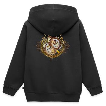 amulette magique avec serpent en mosaïque - Sweat Premium à capuche zippé enfant bio - noir - Dos - AI Model Kid Male (0cm)