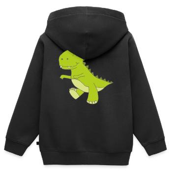 Dino small - Kids Premium Organic Zip-up Hoodie - black - Back - AI Model Kid Male (0cm)