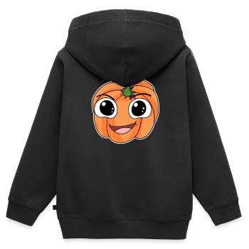 Kürbis - Kinder Premium Organic Zip Hoodie - Schwarz - Hinten - AI Model Kid Male (0cm)