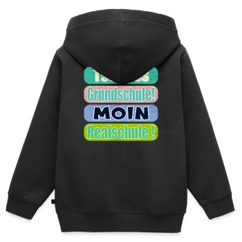 Tschüss Grundschule - Moin Realschule - Kinder Premium Organic Zip Hoodie - Schwarz - Hinten - AI Model Kid Male (0cm)