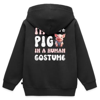 Schwein Schweine - Kinder Premium Organic Zip Hoodie - Schwarz - Hinten - AI Model Kid Male (0cm)
