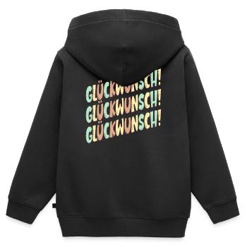GRATULATION SPRÜCHE - GLÜCKWÜNSCHE DEKO - Kinder Premium Organic Zip Hoodie - Schwarz - Hinten - AI Model Kid Male (0cm)