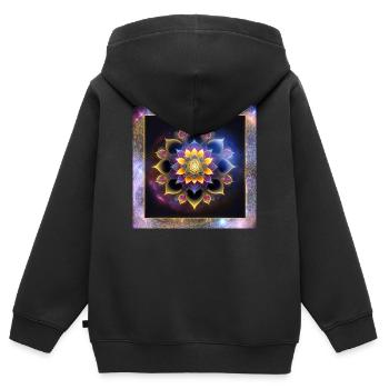 Mandala Lotusblume - Kinder Premium Organic Zip Hoodie - Schwarz - Hinten - AI Model Kid Male (0cm)
