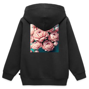 Blumen - Kinder Premium Organic Zip Hoodie - Schwarz - Hinten - AI Model Kid Male (0cm)