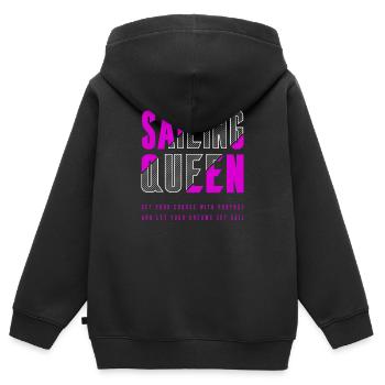 Segel Königin - Kinder Premium Organic Zip Hoodie - Schwarz - Hinten - AI Model Kid Male (0cm)