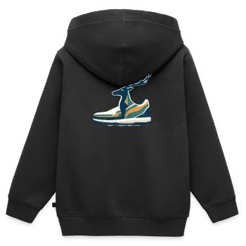 Waldlauf Laufen Hirsch Turnschuh Laufschuh Reh - Kinder Premium Organic Zip Hoodie - Schwarz - Hinten - AI Model Kid Male (0cm)