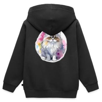 Persian cat - Kids Premium Organic Zip-up Hoodie - black - Back - AI Model Kid Male (0cm)
