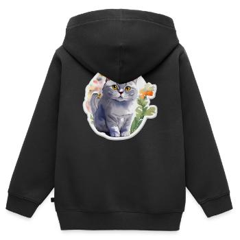 British Shorthair - Kids Premium Organic Zip-up Hoodie - black - Back - AI Model Kid Male (0cm)