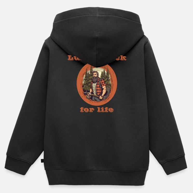 Bûcheron pour la vie - Sweat Premium à capuche zippé enfant bio - noir