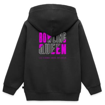 Bowling Königin - Kinder Premium Organic Zip Hoodie - Schwarz - Hinten - AI Model Kid Male (0cm)