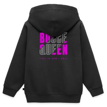 Bocce Königin - Kinder Premium Organic Zip Hoodie - Schwarz - Hinten - AI Model Kid Male (0cm)