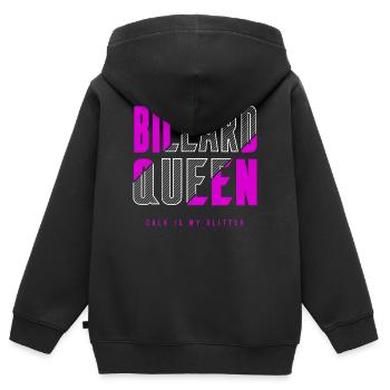 Billard Königin - Kinder Premium Organic Zip Hoodie - Schwarz - Hinten - AI Model Kid Male (0cm)