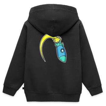 Fusée - Sweat Premium à capuche zippé enfant bio - noir - Dos - AI Model Kid Male (0cm)