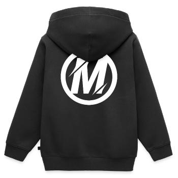 Illustration du logo M - Sweat Premium à capuche zippé enfant bio - noir - Dos - AI Model Kid Male (0cm)