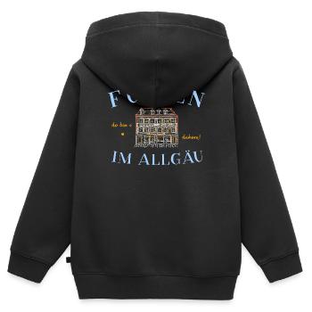 Füssen im Allgäu, Altstadt, Fassade Stadtapotheke - Kinder Premium Organic Zip Hoodie - Schwarz - Hinten - AI Model Kid Male (0cm)