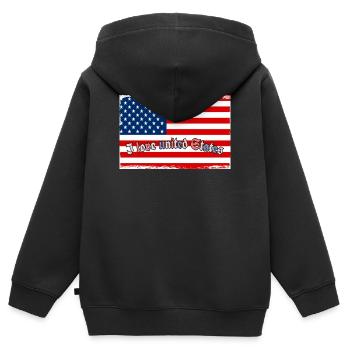 Ich liebe die Vereinigten Staaten - Kinder Premium Organic Zip Hoodie - Schwarz - Hinten - AI Model Kid Male (0cm)