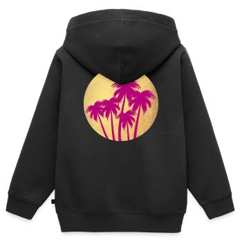 Circle Gold Palm Pink Holiday Deluxe South Seas Luxury - Sweat Premium à capuche zippé enfant bio - noir - Dos - AI Model Kid Male (0cm)