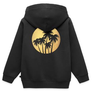 Kreis Gold Palmen Luxus Urlaub rund chillen Südsee - Kinder Premium Organic Zip Hoodie - Schwarz - Hinten - AI Model Kid Male (0cm)
