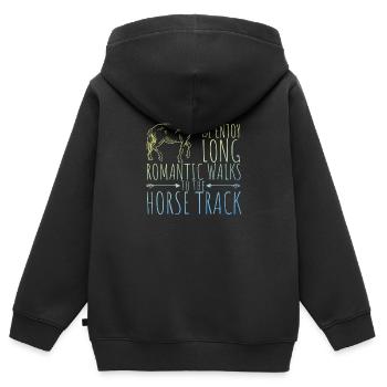 courses de chevaux - Sweat Premium à capuche zippé enfant bio - noir - Dos - AI Model Kid Male (0cm)