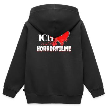 J’aime les films Heart Movies Déclaration Cineaste - Sweat Premium à capuche zippé enfant bio - noir - Dos - AI Model Kid Male (0cm)