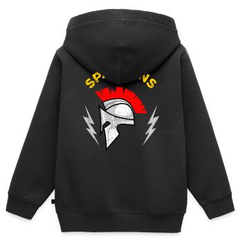 Casque Mohawk Spartan - Sweat Premium à capuche zippé enfant bio - noir - Dos - AI Model Kid Male (0cm)