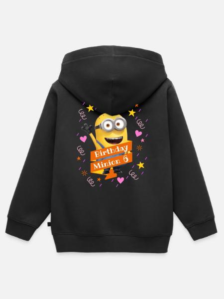 Minions Birthday Minion 6 - Kinder Premium Organic Zip Hoodie - Schwarz