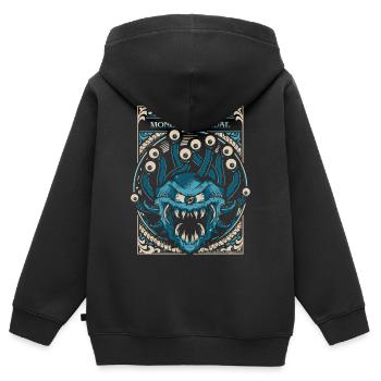 Dungeons And Dragons Monster Manual Mit Beholder - Kinder Premium Organic Zip Hoodie - Schwarz - Hinten - AI Model Kid Male (0cm)