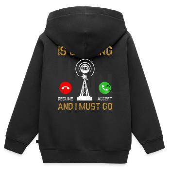5G-Signal City-Dilemma - Kinder Premium Organic Zip Hoodie - Schwarz - Hinten - AI Model Kid Male (0cm)