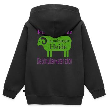 Lüneburger Heide Motiv - Kinder Premium Organic Zip Hoodie - Schwarz - Hinten - AI Model Kid Male (0cm)