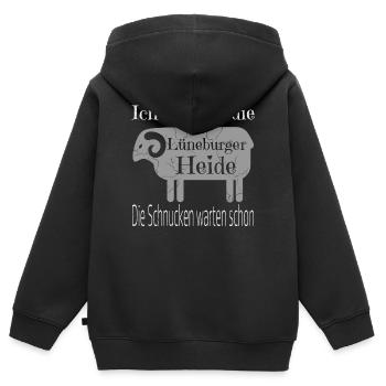 Lüneburger Heide Silhouette T-Shirt - Kinder Premium Organic Zip Hoodie - Schwarz - Hinten - AI Model Kid Male (0cm)