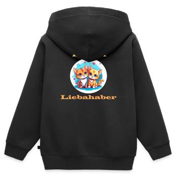 Katzenliebhaber - Kinder Premium Organic Zip Hoodie - Schwarz - Hinten - AI Model Kid Male (0cm)