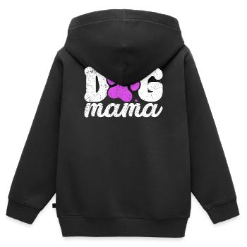 Hundemama Pfotenabdruck in Pink - Kinder Premium Organic Zip Hoodie - Schwarz - Hinten - AI Model Kid Male (0cm)