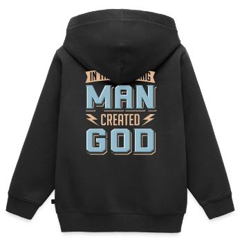 Atheist Man Created God Anti Religion Agnostic - Kids Premium Organic Zip-up Hoodie - black - Back - AI Model Kid Male (0cm)