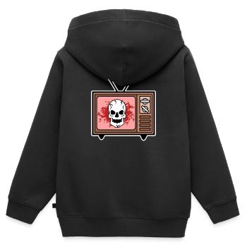 TV Night Movies Television Cineast Cinema Movies - Sweat Premium à capuche zippé enfant bio - noir - Dos - AI Model Kid Male (0cm)