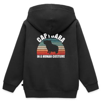 Capybara Zootier Design - Kinder Premium Organic Zip Hoodie - Schwarz - Hinten - AI Model Kid Male (0cm)