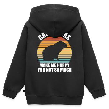 Capybara Zootier Design - Kinder Premium Organic Zip Hoodie - Schwarz - Hinten - AI Model Kid Male (0cm)