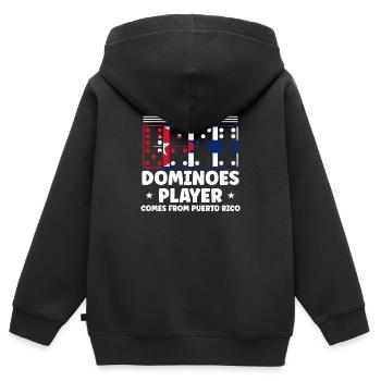 Domino Design - Kinder Premium Organic Zip Hoodie - Schwarz - Hinten - AI Model Kid Male (0cm)