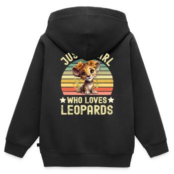 Leopard - Kinder Premium Organic Zip Hoodie - Schwarz - Hinten - AI Model Kid Male (0cm)