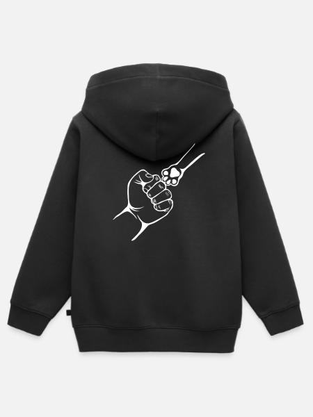 Een menselijke hand en een hondenpoot Honden - Kinder Premium zip hoodie biologisch - zwart