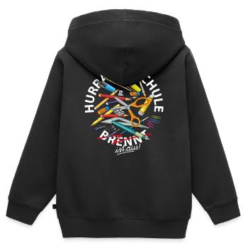 Hurra die Schule ist aus - Kinder Premium Organic Zip Hoodie - Schwarz - Hinten - AI Model Kid Male (0cm)